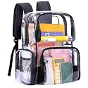 Vorspack Heavy Duty Clear Backpack, Large Transparent Clear Bookbag, Black