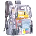 Vorspack Heavy Duty Clear Backpack, Large Transparent Clear Bookbag, Grey