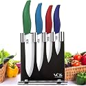 Vos Ceramic Knife Set with Block, Multi-Color