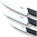 Vos Ceramic Knife Set in Elegant Gift Box, Ceramic Knives Set For Kitchen, Ultra Sharp Kitchen Knife Set with Covers, 4" 5" 6" Paring, Santoku &amp; Chef Knife, Lightweight, Dishwasher safe (Black Handle)