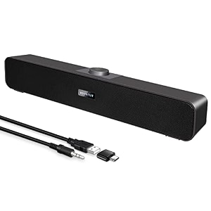 el003 6w usb-powered black computer speakers sound bar style stereo 21 channels 534 woofer amp tweeter 35mm audio input 51234 cable 6-month warranty