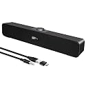 EL003 6W USB-Powered Black Computer Speakers, Sound Bar Style, Stereo, 2.1 Channels, 5" Woofer & Tweeter, 3.5mm Audio Input, 51.2" Cable, 6-Month Warranty