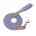 Voyager by Best Pet Supplies Round Rope Reflective Dog Leash - Soft Neoprene Handle & Tangle-Free Hook - Heavy Duty, Strong Durable Lead for Large/Medium/Small Dogs - Lavender, 1/2” x 6'