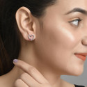 Voylla Valentine's Day Collection Pink Zircon Studded Heart Stud Earrings Sterling Silver Earring Set