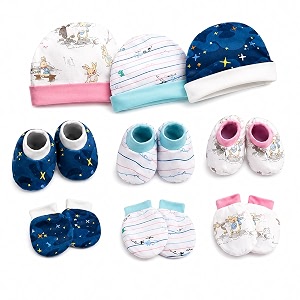 vparents new born baby cotton gloves cap amp mittens combo set 0-3 months  booty set  kids gloves amp socks  best baby gift  for boys amp girls