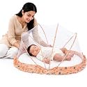 VParents Foldable Baby Mosquito Net, Bottomless Net for Infants, for Safe &amp; Easy Use,Ensures Your Baby's Safe Sleep 110 x 65 x 60cms, for Babies &amp; Toddlers (0 to 18 Months) Color Pattern,Multicolor