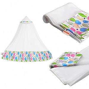vparents mosquito net for baby cradle jhula saree with zip opening at bottom - blue