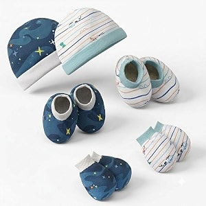 vparents new born baby cotton gloves cap amp mittens combo set 0-3 months  booty set  kids gloves amp socks  best baby gift  for boys amp girls