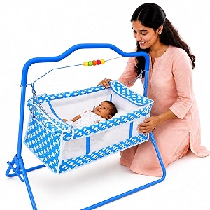 vparents new born baby crib bassinet cot swing cradlejhula palna - rosy blue