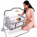 VParents New Born Baby Crib Bassinet cot Swing CradleJhula Palna - Rosy (Grey)
