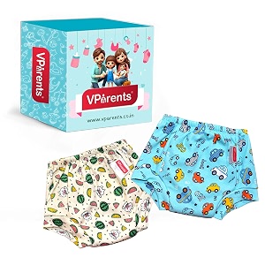 vparents padded underwear for babies and toddlers with 3 layers of cotton padding potty training pull up amp diaper-free time pack of 2 2-3 years fruitie and car 1 count