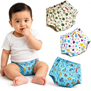 vparents padded underwear for babies and toddlers with 3 layers of cotton padding potty training pull up amp diaper-free time pack of 3 6-12 months fruitie car and heart 111170