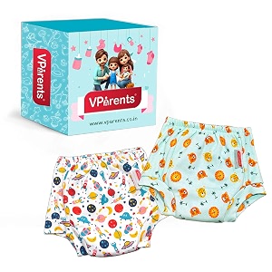 vparents padded underwear for babies and toddlers with 3 layers of cotton padding potty training pull up amp diaper-free time pack of 2 1-2 years lion and galaxy