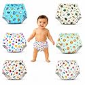 VParents Padded Underwear for Babies and Toddlers with 3 Layers of Cotton Padding Potty Training Pull Up &amp; Diaper-Free Time Pack of 6 ((6-12 months) Lion car Heart galaxy watermelon Fruitie
