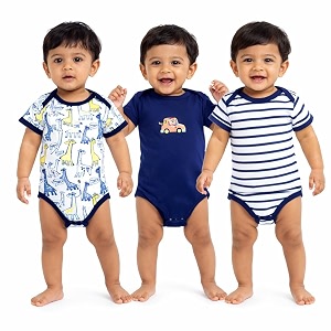 vparents rompers for new born baby girl amp boy pack of 3 100 cotton half sleeve romperbodysuitjumpsuitonesiessleepsuit for infants amp toddlers comfortable daily wear clothes for babies