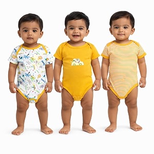 vparents rompers for new born baby girl amp boy pack of 3 100 cotton half sleeve romperbodysuitjumpsuitonesiessleepsuit for infants amp toddlers comfortable daily wear clothes for babies