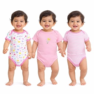 vparents rompers for new born baby girl amp boy pack of 3 100 cotton half sleeve romperbodysuitjumpsuitonesiessleepsuit for infants amp toddlers comfortable daily wear clothes for babies