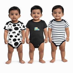 vparents rompers for new born baby girl amp boy pack of 3 100 cotton half sleeve romperbodysuitjumpsuitonesiessleepsuit for infants amp toddlers comfortable daily wear clothes for babies