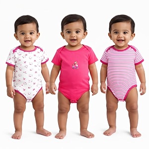 vparents rompers for new born baby girl amp boy pack of 3 100 cotton half sleeve romperbodysuitjumpsuitonesiessleepsuit for infants amp toddlers comfortable daily wear clothes for babies