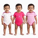 VParents Rompers for New Born Baby Girl & Boy (Pack of 3), 100% Cotton Half Sleeve Romper/Bodysuit/Jumpsuit/Onesies/Sleepsuit For Infants & Toddlers, Comfortable Daily Wear Clothes For Babies