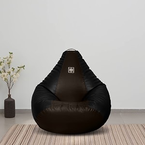 vplanet leatherette teardrop bean bag with beans 3xl black amp brown