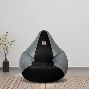 vplanet leatherette teardrop bean bag with beans 3xl black amp grey