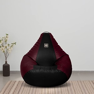 vplanet leatherette teardrop bean bag with beans 3xl black amp wine
