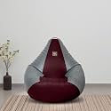 VPLANET® Leatherette Teardrop Bean Bag, with Beans (3XL, Wine & Grey)