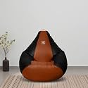 VPLANET® Leatherette Teardrop Bean Bag, with Beans (3XL, Brown &amp; Tan)