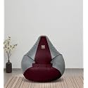 Vplanet® Leatherette Teardrop Bean Bag, with Beans (2XL, Wine &amp; Grey)