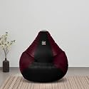 VPLANET® Leatherette Teardrop Bean Bag, with Beans (3XL, Black &amp; Wine)