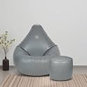 VPLANET® Leatherette Teardrop Bean Bag and Pouffe, with Beans (2XL, Grey)