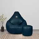 VPLANET® Leatherette Teardrop Bean Bag and Pouffe, with Beans (2XL, Blue)