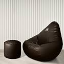 VPLANET® Leatherette Teardrop Bean Bag and Pouffe, with Beans (2XL, Brown)