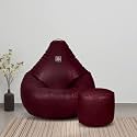VPLANET® Leatherette Teardrop Bean Bag and Pouffe, with Beans (3XL, Wine)