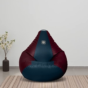 vplanet premium leatherette teardrop bean bag with beans 2xl blue amp wine