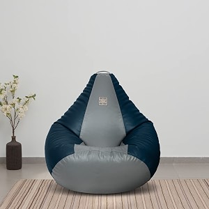 vplanet premium leatherette teardrop bean bag with beans xl blue amp grey