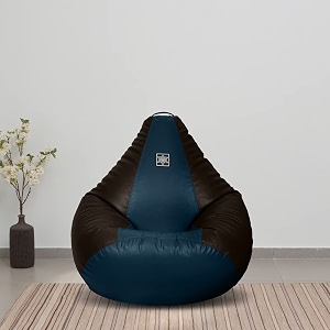 vplanet premium leatherette teardrop bean bag with beans 3xl blue amp brown