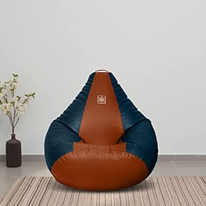 vplanet premium leatherette teardrop bean bag with beans xl blue amp tan