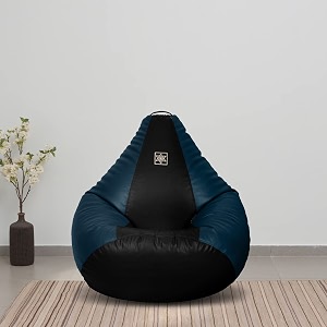 vplanet premium leatherette teardrop bean bag with beans xl black amp blue