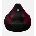 VPLANET® Premium Leatherette Teardrop Bean Bag, with Beans (XL, Black &amp; Wine)