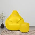 VPLANET® Premium Leatherette Teardrop Bean Bag and Pouffe, with Beans (3XL, Yellow)