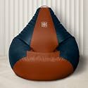 Vplanet® Premium Leatherette Teardrop Bean Bag, with Beans (2XL, Blue &amp; Tan)