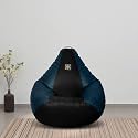 VPLANET® Premium Leatherette Teardrop Bean Bag, with Beans (XL, Black &amp; Blue)