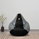 VPLANET® Premium Leatherette Teardrop Bean Bag, with Beans (XL, Black &amp; Grey)