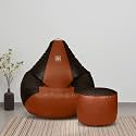 VPLANET® Premium Leatherette Teardrop Bean Bag and Pouffe, with Beans (2XL, Brown &amp; Tan)