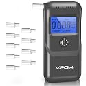 VPOW Breathalyzer, Alcohol Breathalyzer to Test Alcohol with Digital Blue LCD Display, Grade Accuracy Personal Breathalyzers Alcohol Tester for Personal Home Professional Use - Gray