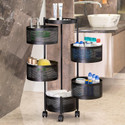 VR 5 Layer Black Round Kitchen Trolley