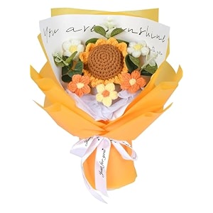 vrb dec 1pcs artificial crochet flower bouquetartificial flowers bunchcrochet flowers bouquetcrochet flowersflowers bouquet gift for girls home decorgiftingetc sunflower daisy bouquet