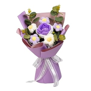 vrb dec 1pcs artificial crochet flower bouquetartificial flowers bunchcrochet flowers bouquetcrochet flowersflowers bouquet gift for girls home decorgiftingetc blue daisy bouquet